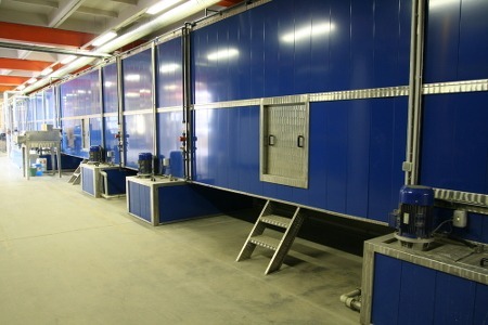 Production hall of tillage units